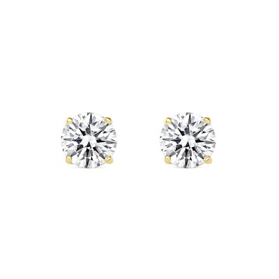 Pre-owned Shine Brite With A Diamond 1.75 Ct Round Cut Earrings Studs Solid Real 14k Yellow Gold Push Back Basket In White/colorless