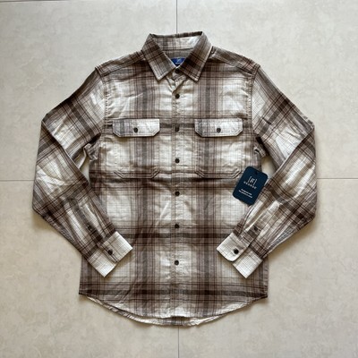 George Western Plaid Button Up Shirt Mens S Brown Tan Cream NWT