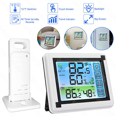 Wireless Weather Station 4in LCD Hygrometer Temperature Humidity Monitor 1Sensor