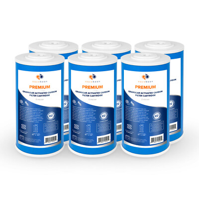 6PK Premium Aquaboon 5mic Big Blue GAC Carbon Water Filter Cartridge 10x4.5''
