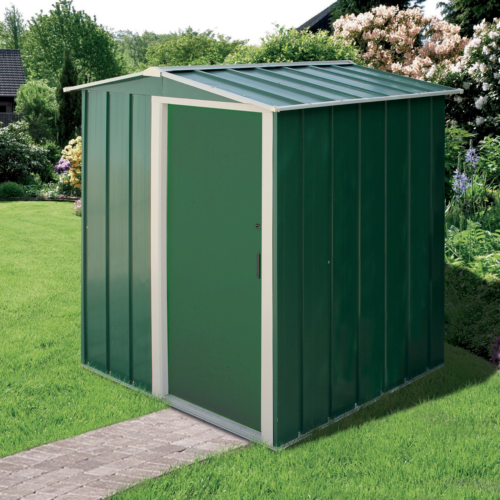 Tepro MetallGerätehaus Eco 5x4 Gartenhaus Geräteschuppen Gartenschuppen grün