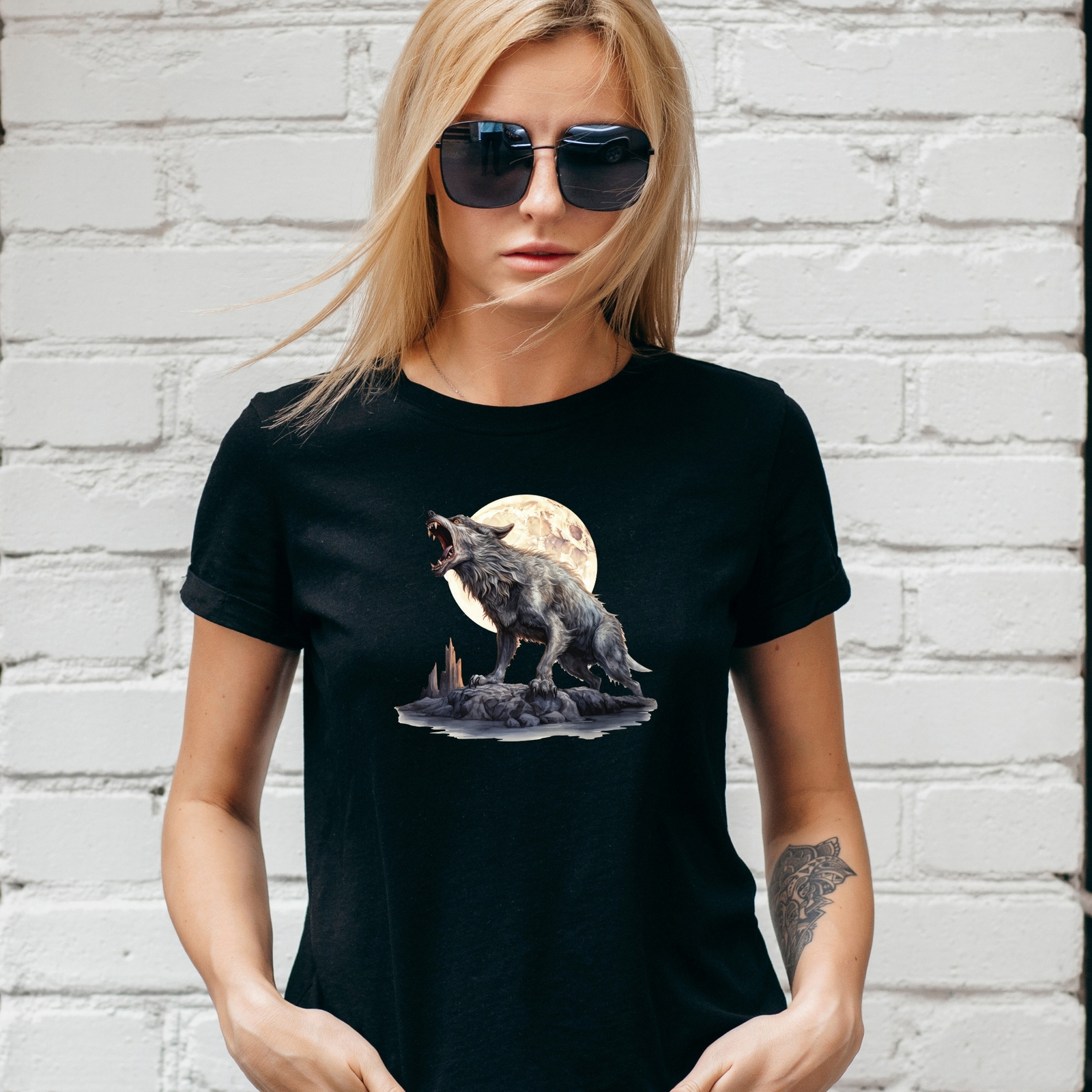 WOLF Design T-SHIRT, Halloween Fall Autumn Ghost Trick Pumpkin, Unisex/Lady Fit