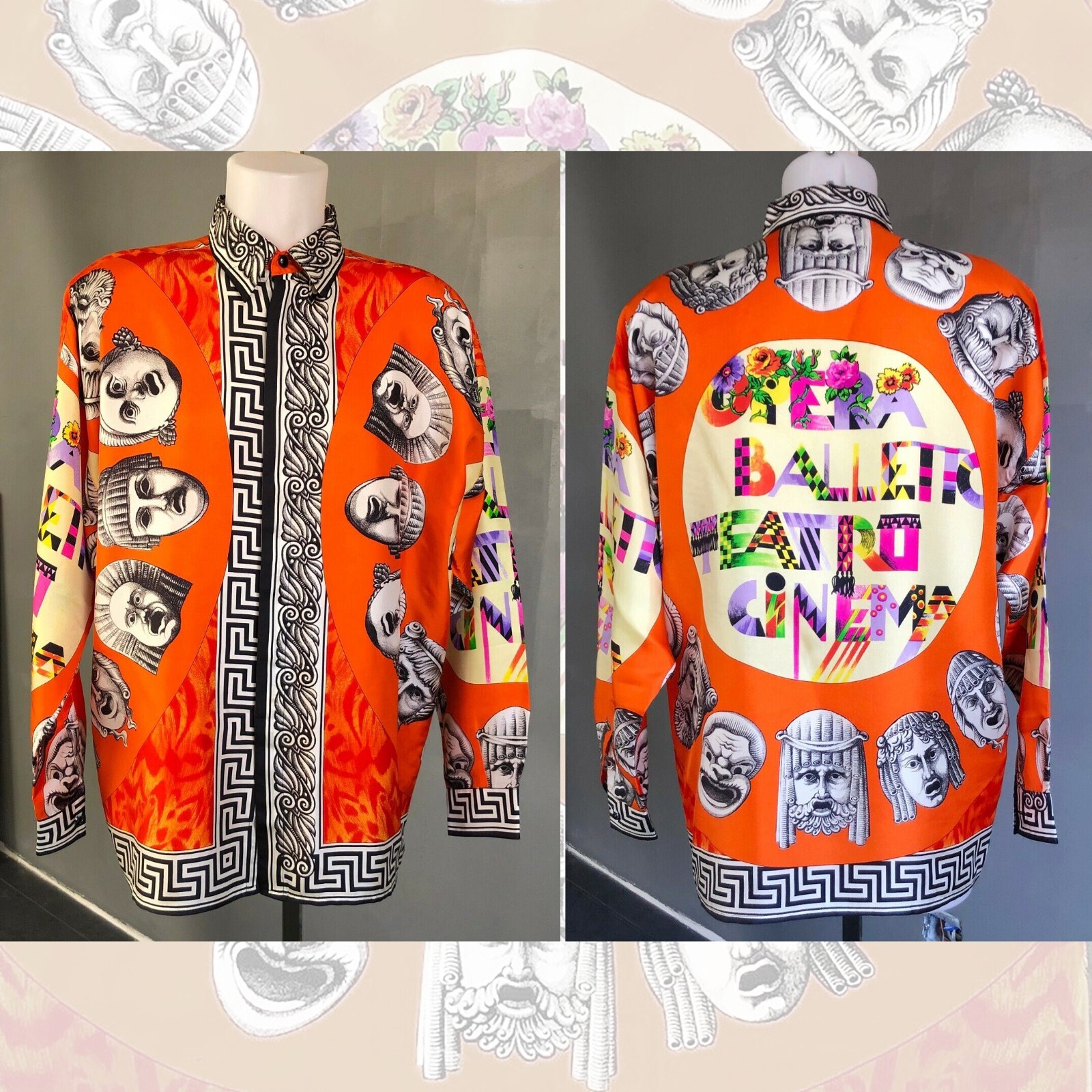GIANNI VERSACE silk shirt Opera Balletto Teatro Cinema size