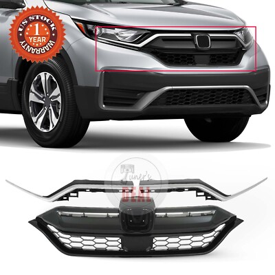 Fits 2020-2022 Honda CR-V Front Bumper Honeycomb Grille & Chrome Trim Decor Set