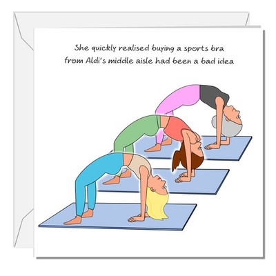 Funny Yoga Birthday Card Pilates Gym Girlfriend Friend Female Naughty Cheeky