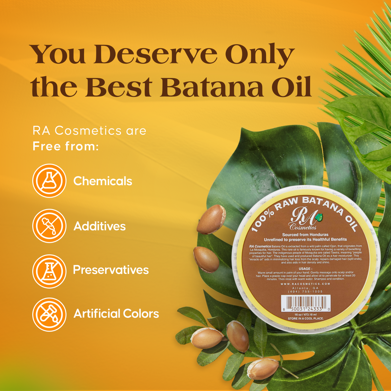 RA Cosmetics 100% Natural Unrefined Batana Hair Oil for Hair Growth