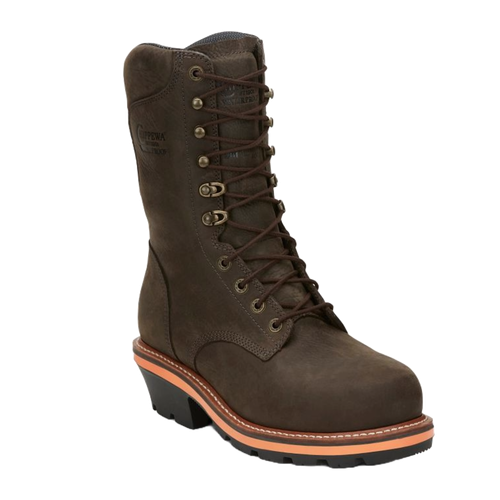 Pre-owned Chippewa Men's Thunderstruck 10" Waterproof Brown Logger Boots Th1032
