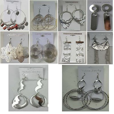 SU-99 Wholesale Lot 10 Pairs Beautiful Fashion Dangle Silver