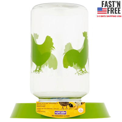 Plastic Chicken Feeder or Waterer, Green, 128oz Water, 8 lbs of Food 1 Count
