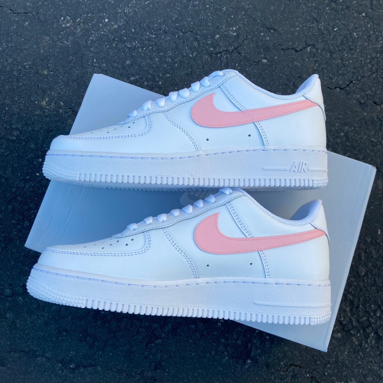 nike air force blue and pink tick