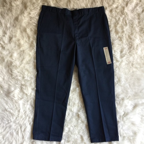 Dickies Mens New Pants Size 46x32 Navy Blue Plain Front Twill Work Pants C6