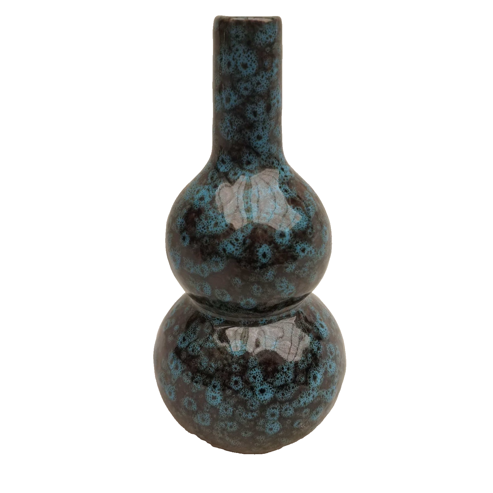 中国の花瓶　焼き物 Chinese Old Porcelain Collectibles Blue glazed spotted gourd vase
