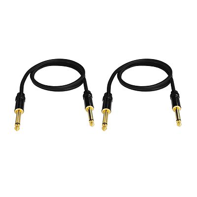2 Pack Audio2000's E09103p2 3 Ft 1/4'' TS to TS Guitar Instrument Cable