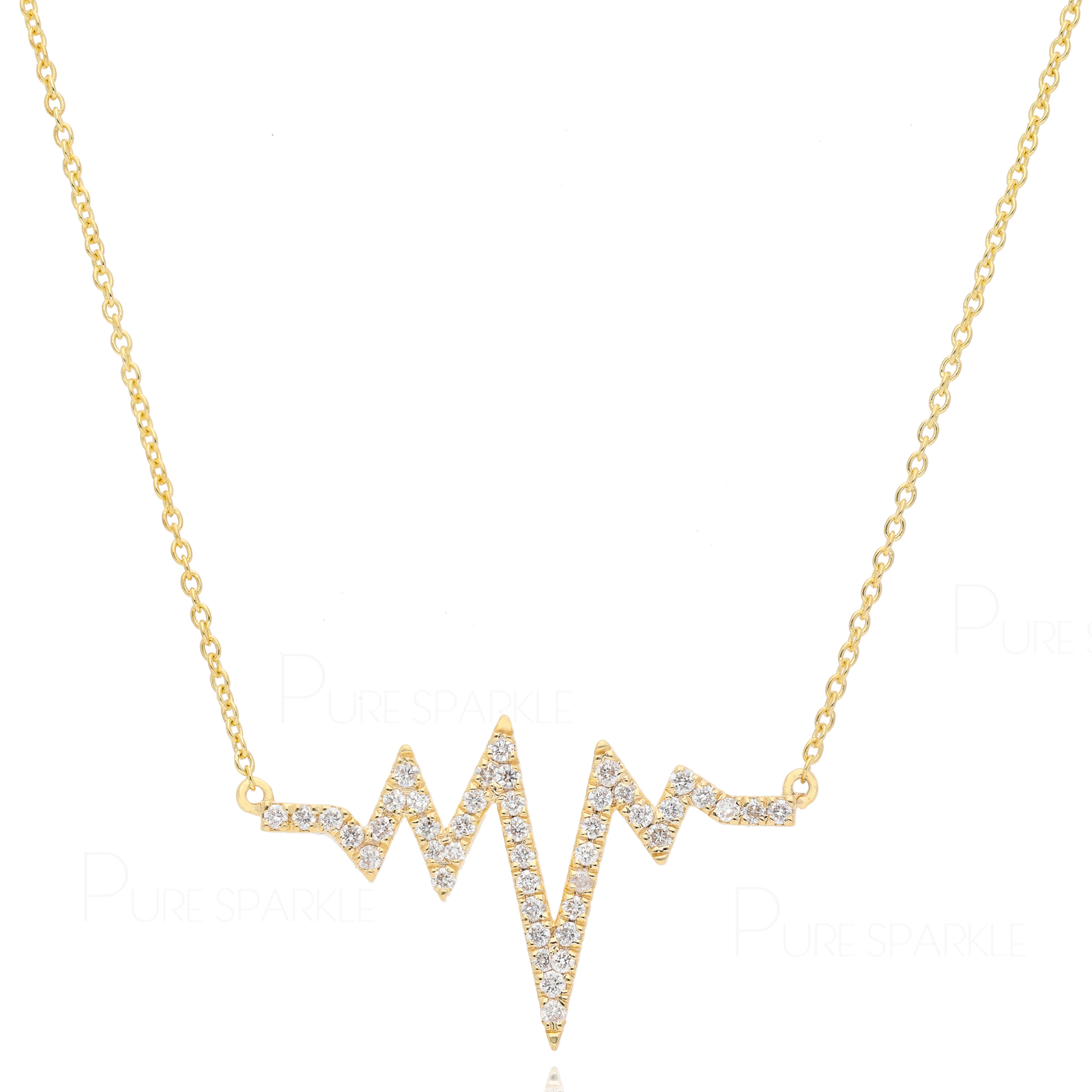 14K Gold 0.28 Ct. Lab-Created Diamond Heartbeat Necklace-Gifting For Merry Chris