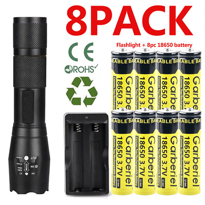 Dual Charger 4pc 18650 Li-ion Battery Rechargeable Batteries T6 LED Flashlight