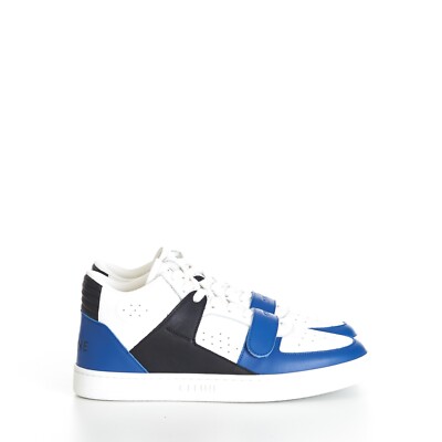 CELINE 870$ CT-02 Mid Sneaker With Scratch - Optic White & Blue Calfskin
