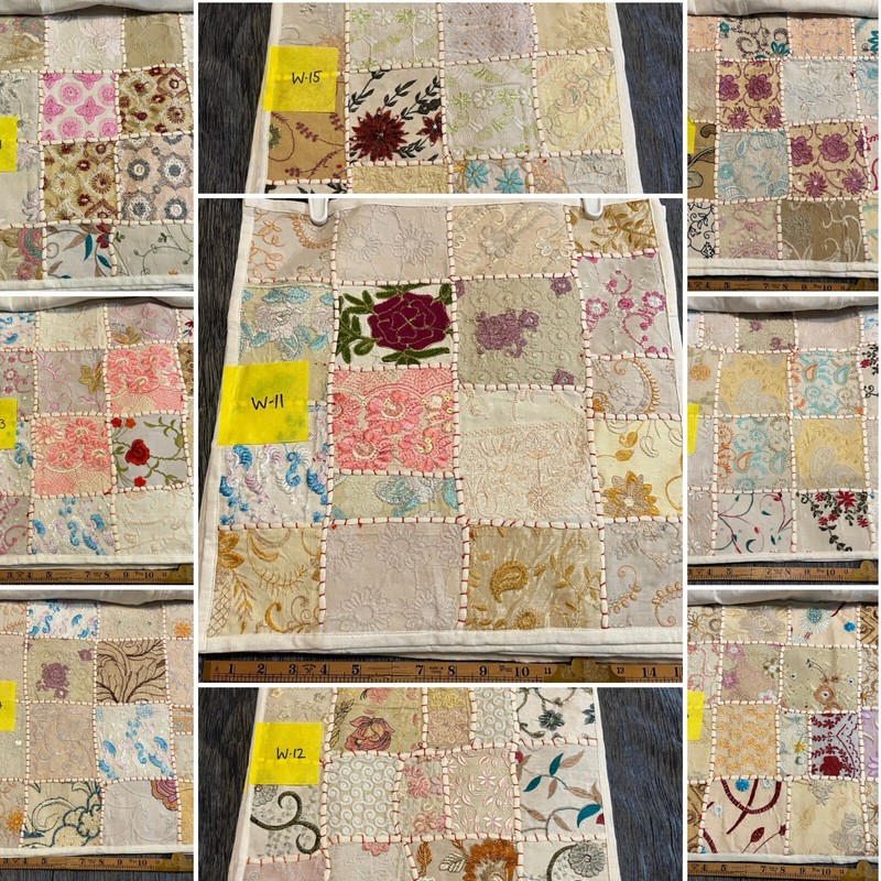 One of a Kind White Patchwork cushion covers, COVER ONLY.