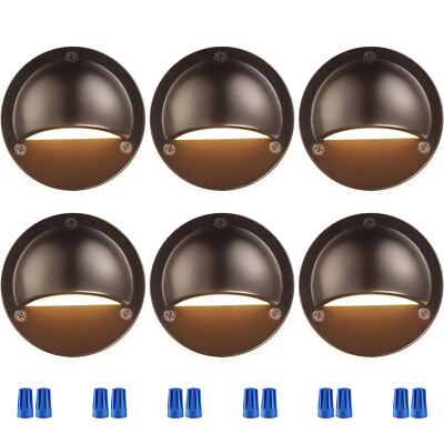 6-Pack Low Voltage LED Deck Lights, Landscape Step Stair Railing Light, Brown