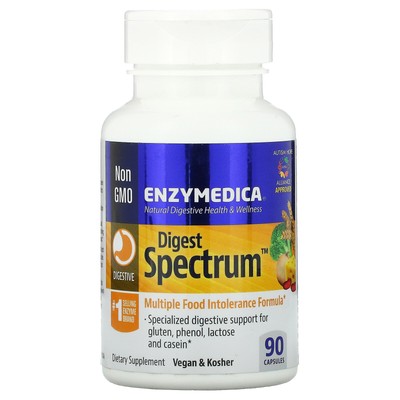 Enzymedica Digest Spectrum 90 капсул без казеина, без молочных продуктов, без яиц,