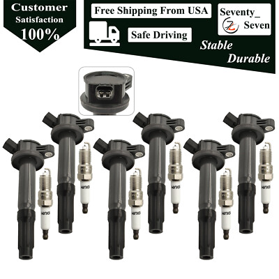 UF486 6Pcs Ignition Coil and Spark Plug Kit For 2006-2012 Ford Fusion 3.0L