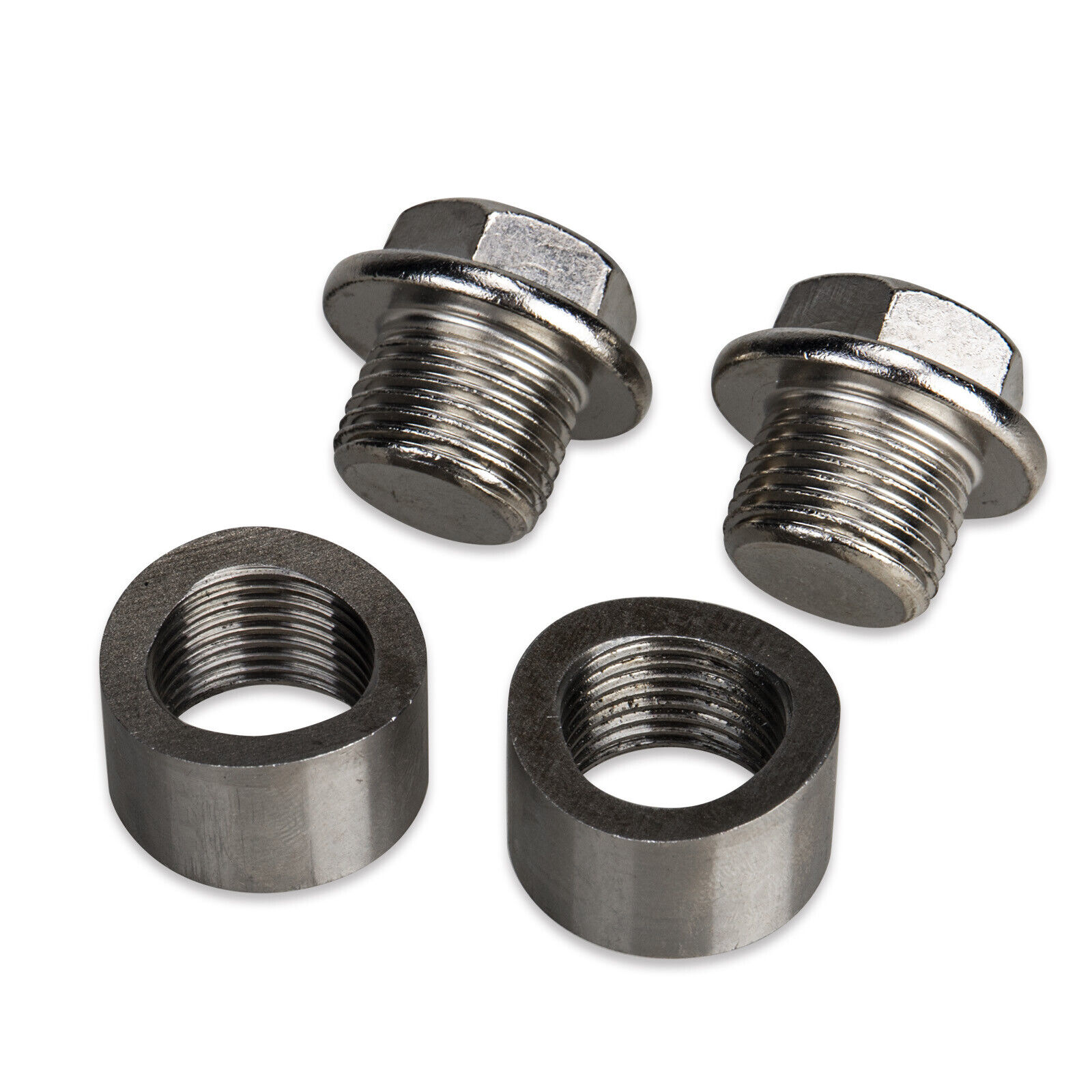 2x M18x1.5mm Thread Stainless Steel Plug With Weld In Bung O2 Oxygen Sensor Bagi
