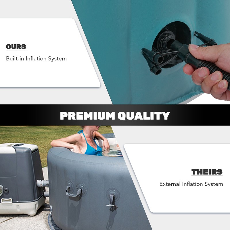 CO-Z Portable Inflatable Hot Tub Spa 130 Air Jets w Pump & Cover 2-7 Person New