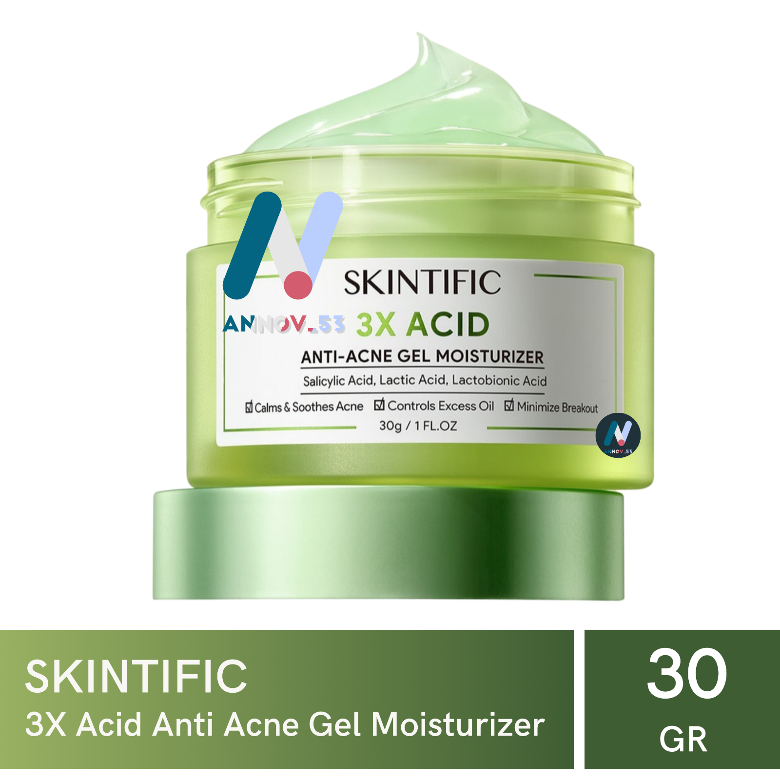 SKINTIFIC 3X Acid Anti Acne Gel Moist Calm Soothe Redness Sebum