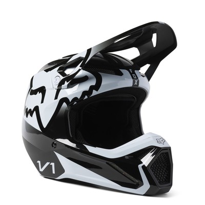 Fox Racing Black/White V1 Leed Motocross Helmet DOT/ECE Offroad MotoX MIPS
