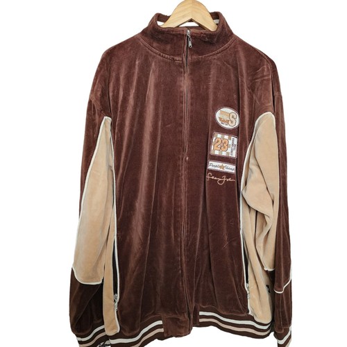 Vintage Sean John Men's Brown Full Zip Velour Track Jacket 2XL Vintage Sean John Men's Brown Full Zip Velour Track Jacket 2XL