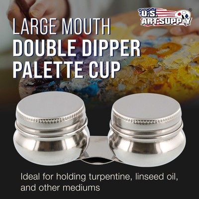US Art Supply Large Mouth Double Dipper Pallet Cup w/ Clip Painting