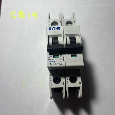 Eaton FAZ-C4/2-NA Circuit Breaker 2 Pole - 4 Amp, 277/480V, New Open Box