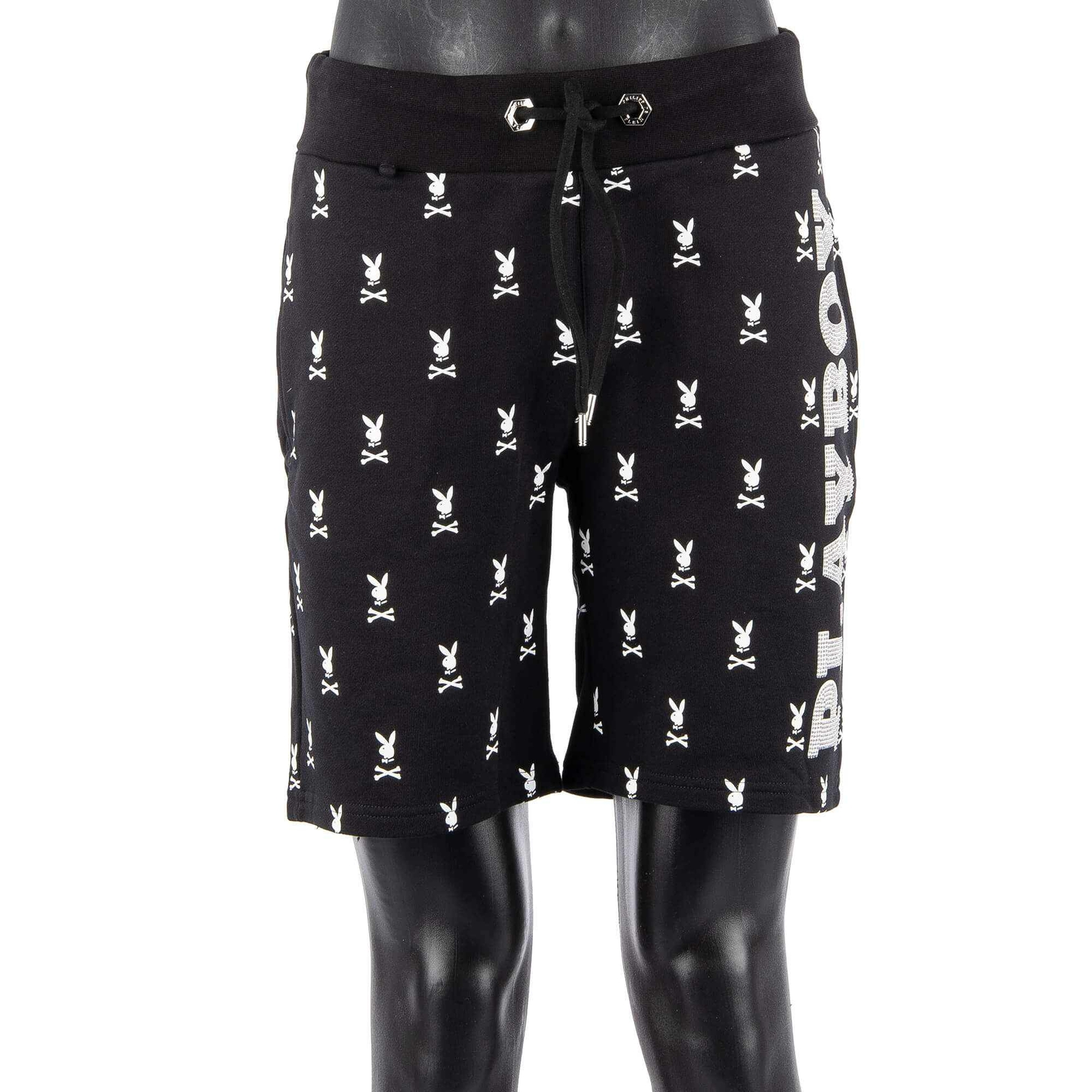 

Спортивные шорты Philipp Plein X Playboy Rhinestone Bunny Skull Black White 08476, Черный