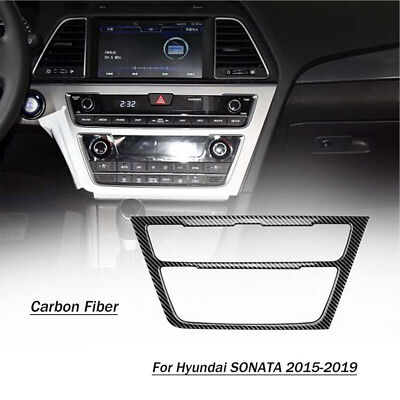 Carbon Fiber Central Console AC Switch Panel Cover Trim For Hyundai Sonata 15-19