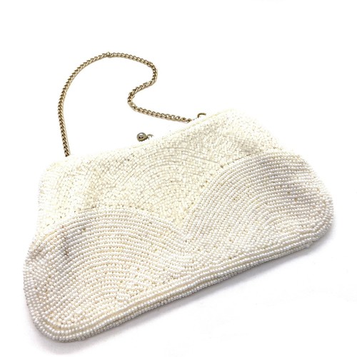 Richere Bag by Walborg Japan Glass Beaded Ivory Satin