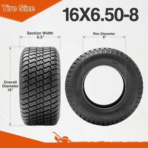 Set 2 16x6.50-8 Lawn Mower Tires 16x6.5x8 4Ply Turf Mower Tractor Tyres Tubeless