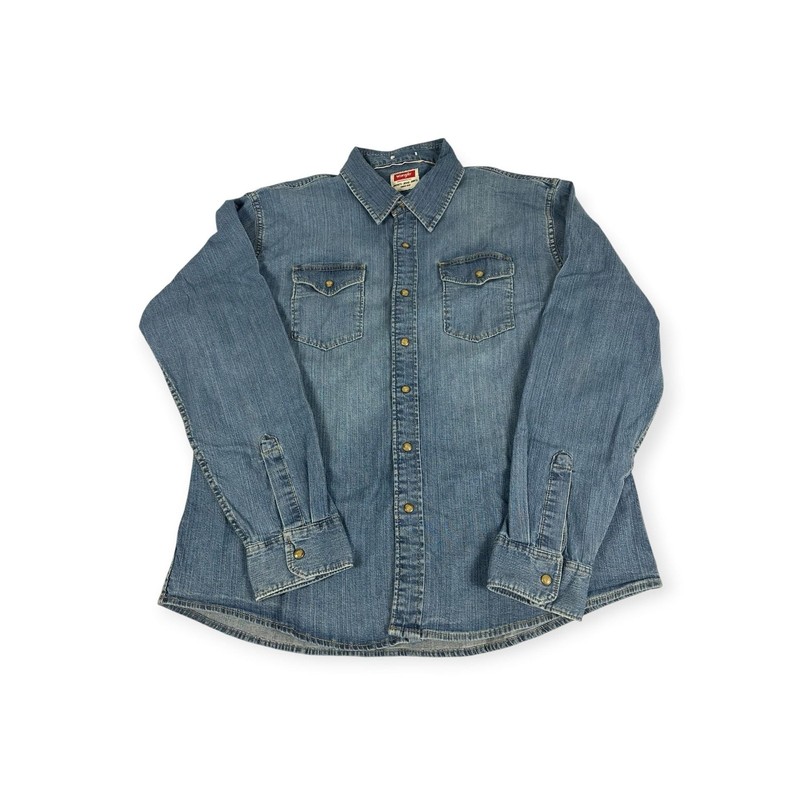 Wrangler Denim Western Pearl Snap Shirt Mens XL