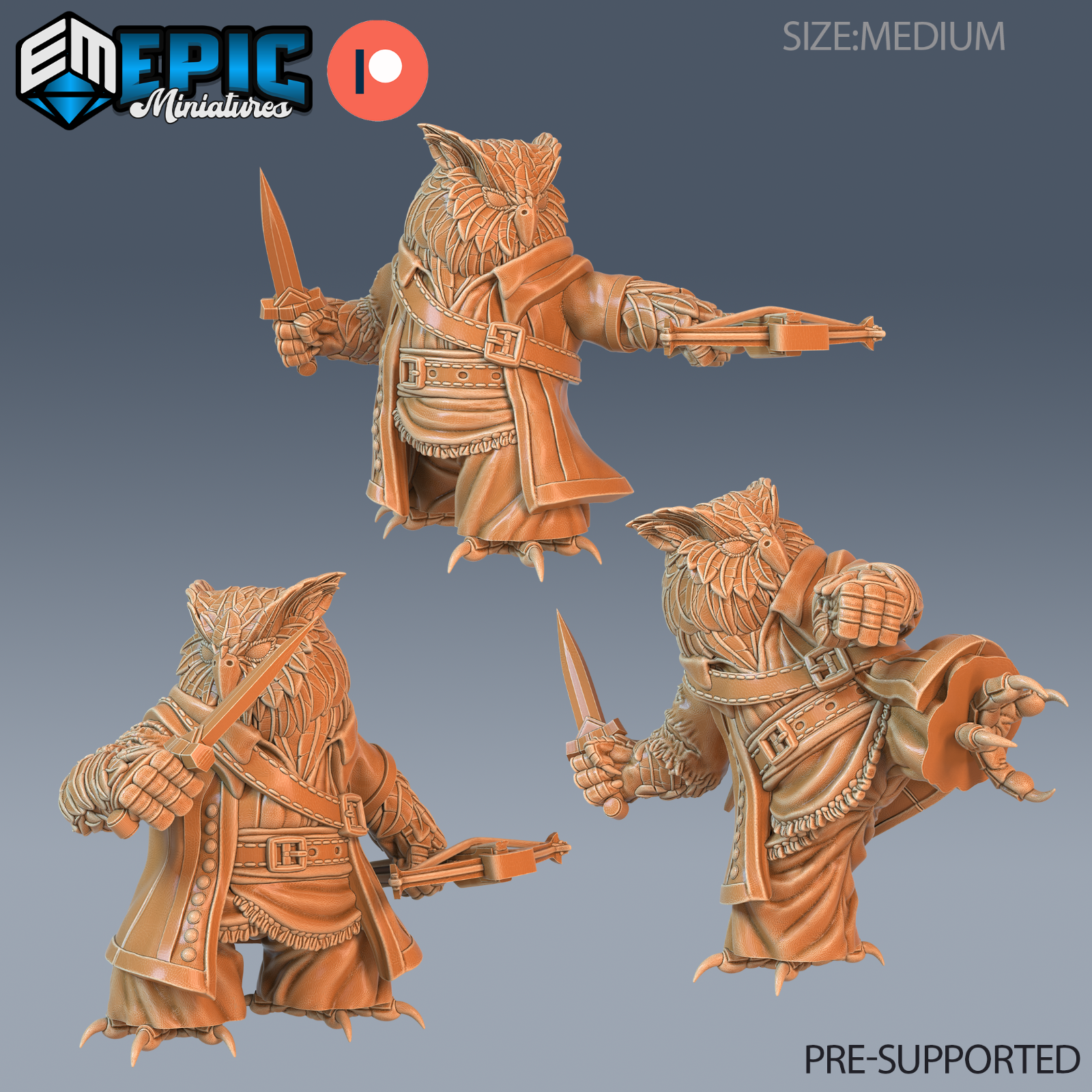 Bird Folk Owl Ranger 28mm DnD Miniatures, NPC Fantasy Wargames Unpainted Figures