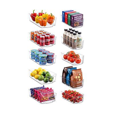 Set Of 10 Refrigerator Organizer Bins - 5 Wide and 5 Narrow Stackable Fridge ...