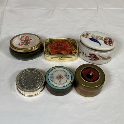 Assorted Trinket Boxes Vintage Floral Cross Stitch Brass Ceramic Various