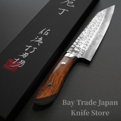 Japanese Saji Takeshi SRS13 Hammered Damscus Kiritsuke Gyuto 180mm Ironwood