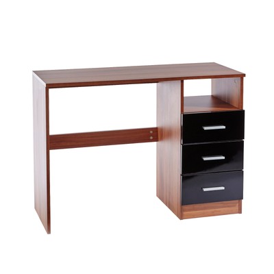 Desk Dresser PC Computer Combo Walnut Black 3 Drawers ...