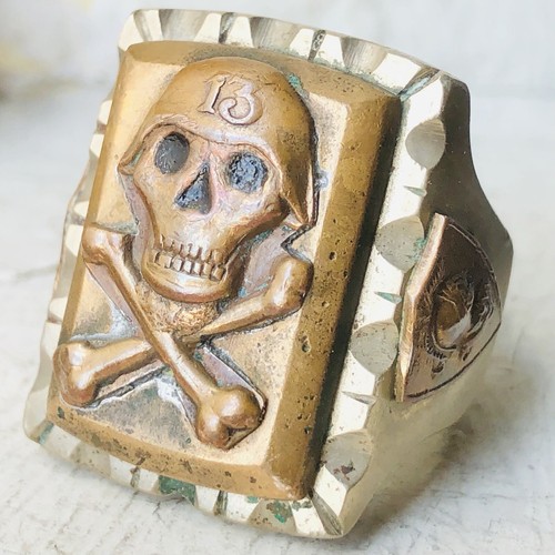 50s Mexican Biker Lucky 13 Black Eyed Vader Skull Ring