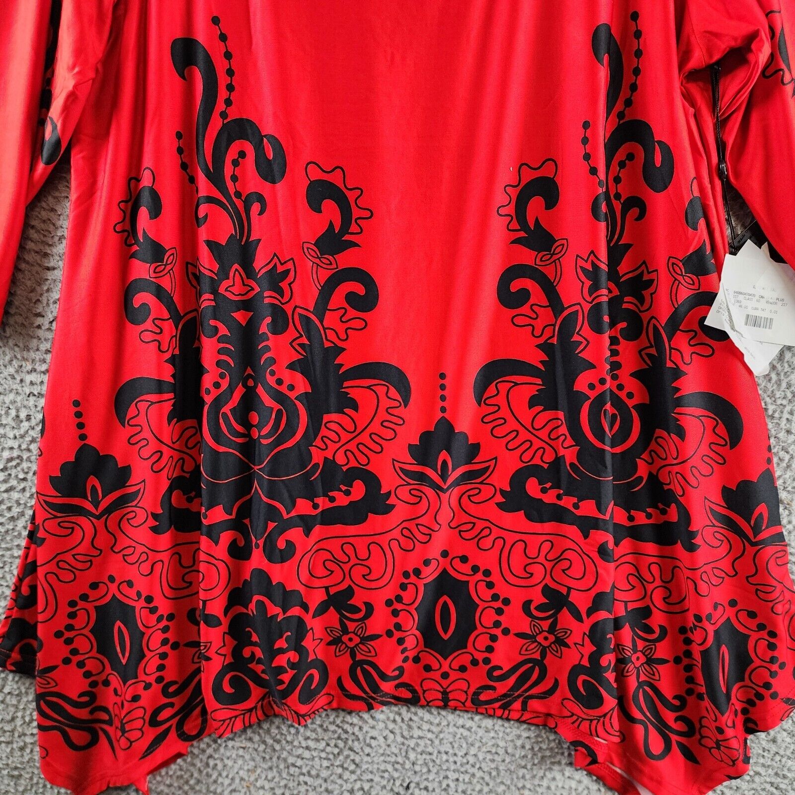 White Mark Plus Size Yanette Tunic Top Women's 2XL Red/Black 3/4 Sleeve Pullover - Picture 3 of 14
