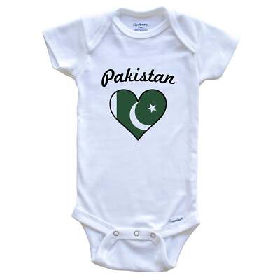 Pakistani Flag Heart One Piece Baby Bodysuit