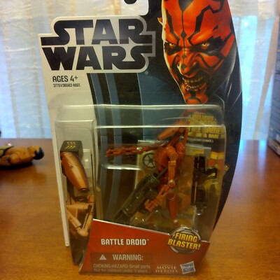 Hasbro STAR WARS Red Battle Droid Firing Blaster Movie Heroes NIB ++