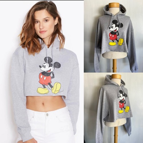 MICKEY MOUSE Official Topshop x Disney Retro Long Sleeve Crop Top Hoodie  Large | eBay