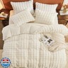 EMME Faux Fur Duvet Cover King Size, 3 Pieces Ultra Soft Fluffy Comforter Cover, Cozy Warm for Winter, Luxury Elegant Shaggy Bubble Design Bedding, 1 Duvet Cover and 2 Pillow Shams (King, Cream White)