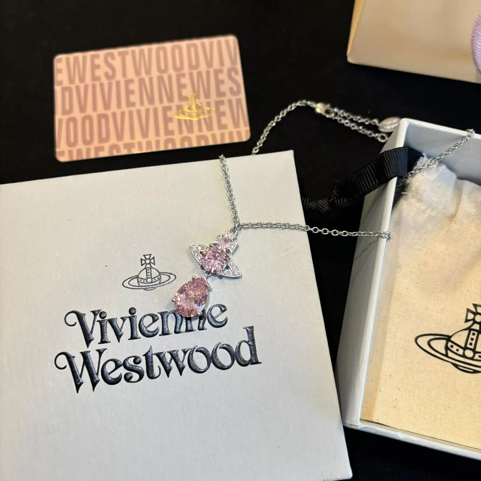 Vivienne Westwood ISMENE Drop Pink Bling Crystal Tear Drop