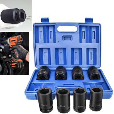 8 PC 1'' ONE INCH DRIVE DR LARGE SIZE AIR BLACK IMPACT SOCKET WRENCH TOOL SET MM