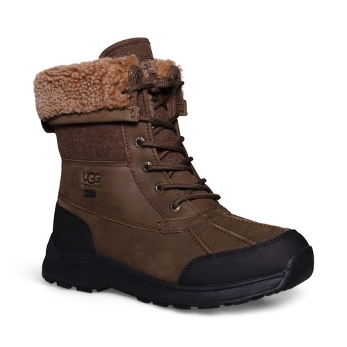Pre-owned Ugg Adirondack Iii Tipped Dark Earth Leather Women's Boots Size Us 9/uk 7 In Brown